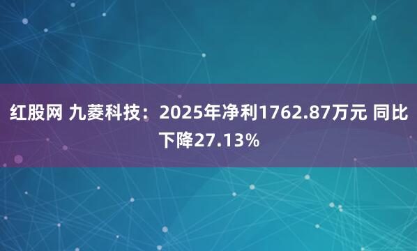 红股网 九菱科技：2025年净利1762.87万元 同比下降27.13%